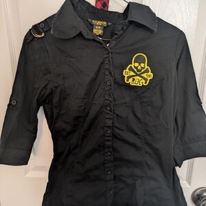 Rockawear Black Skull Embroidered Shirt